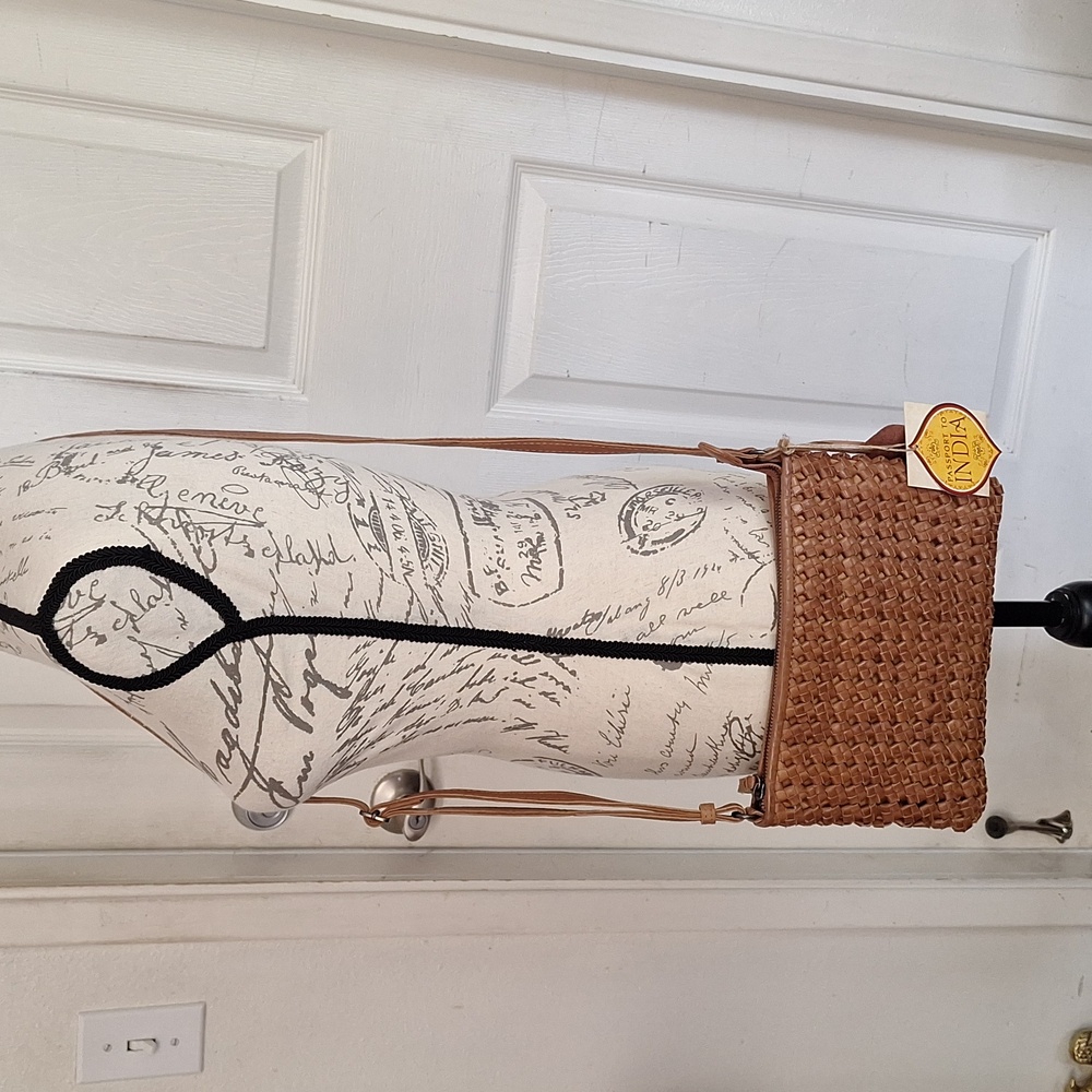Passport To India NWT Leather Woven Crossbody Bag